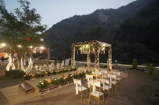 Baraat entry at a hillside destination wedding