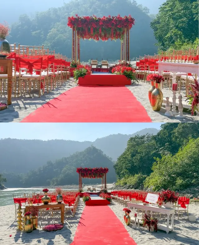 Bride and groom at a hillside destination wedding