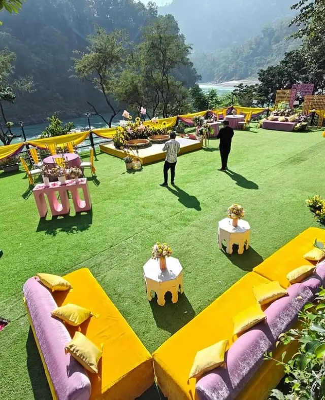 Outdoor haldi function setup in Dehradun